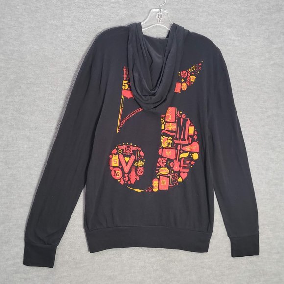 Maroon 5 Women Sweatshirt Medium Black Hoodie Logo S.I.N‎ Club 2015 Graphic - Picture 5 of 7